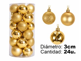 Bolas esferas navidad x24unidades 3cm DORADA
